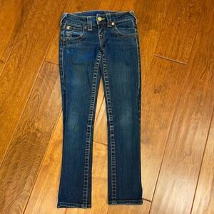 True Religion Medium Blue Skinny Jeans Juniors sz 25, Traditional Pocket Detail